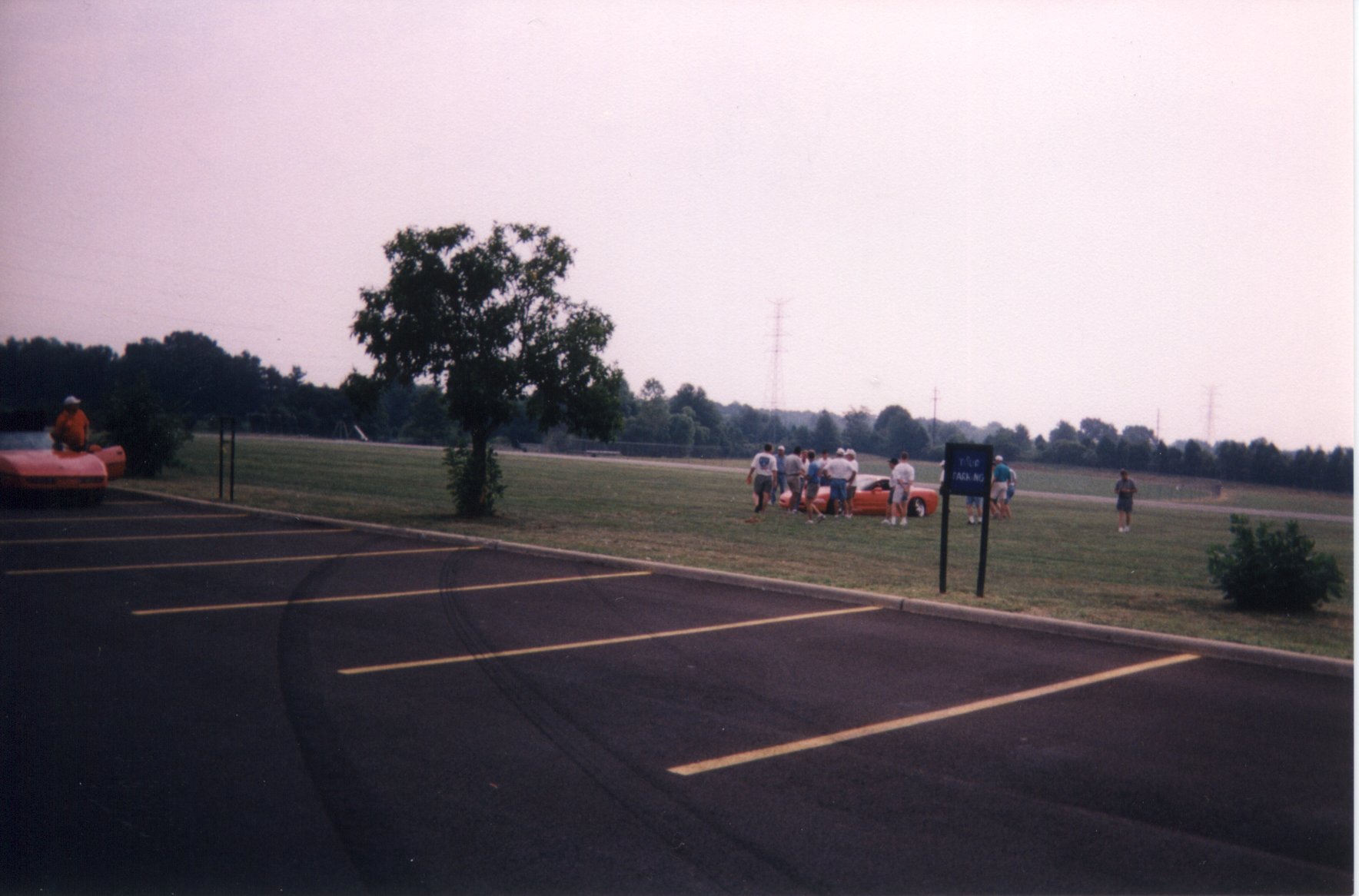 The DRM crash at the autocross. Note there are THREE sets of tire tracks.