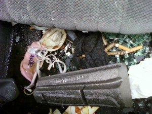 Smashed 1997 Firebird - Rear seat view